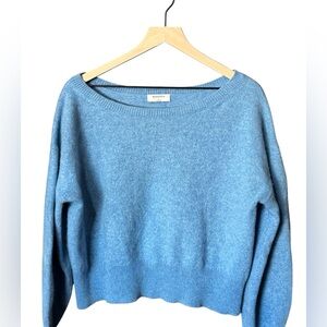 Aritzia Babaton 100% Cashmere Cropped Sweater Blue Relaxed Luxe Size L